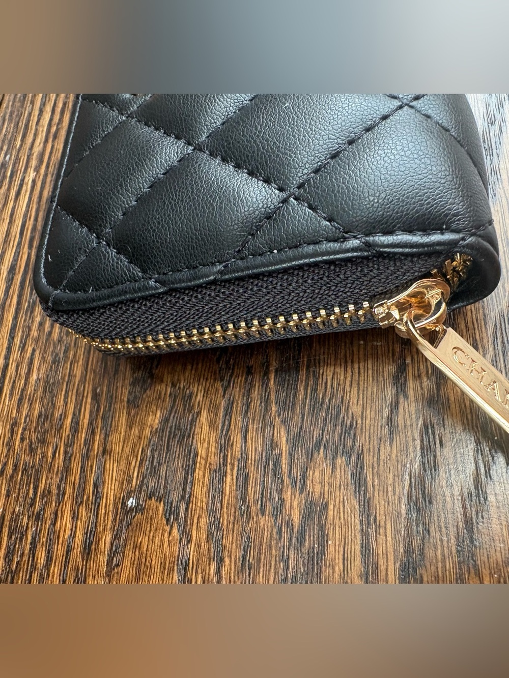 Designer Inspired New  Black Quilted Leather Zip Card Case Wallet - Picture 4 of 10